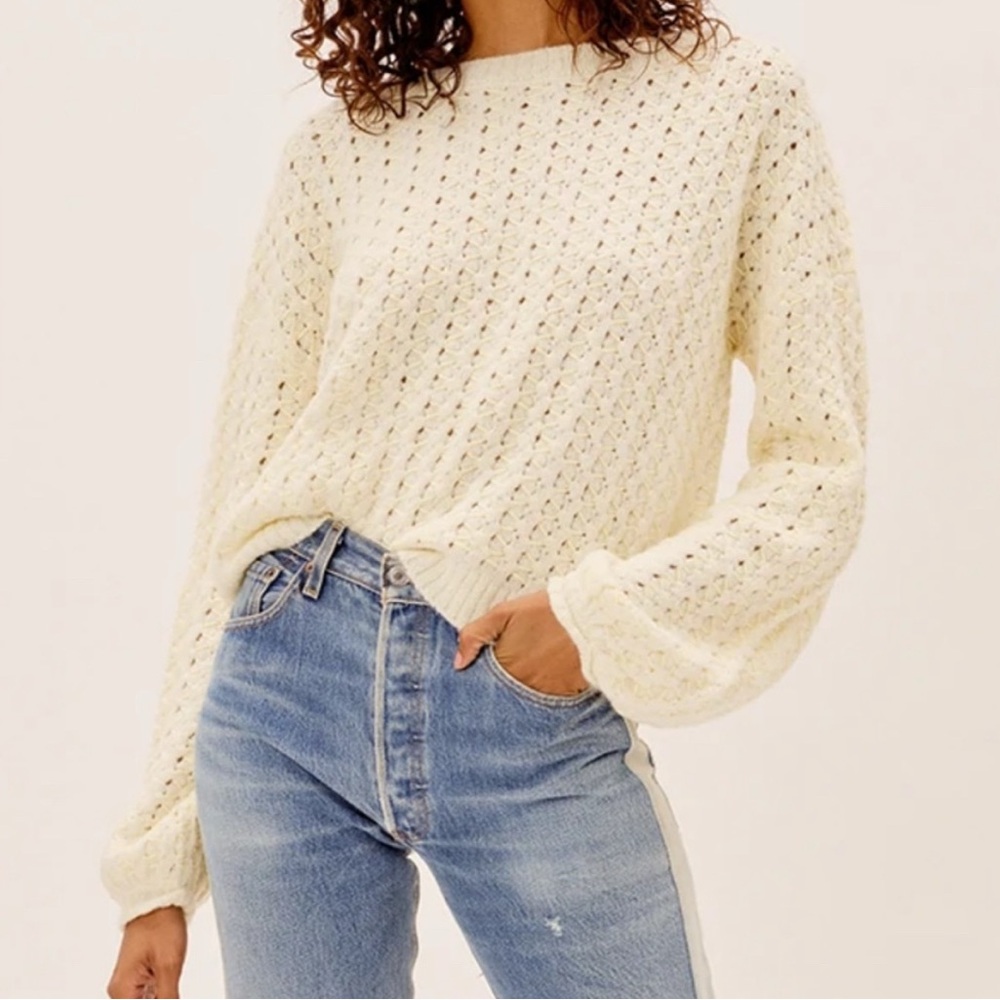 For Love And Lemons Cream Knit Sweater